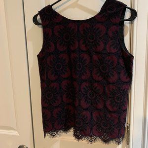 Never Worn Banana Republic Black and Purple Lace Top